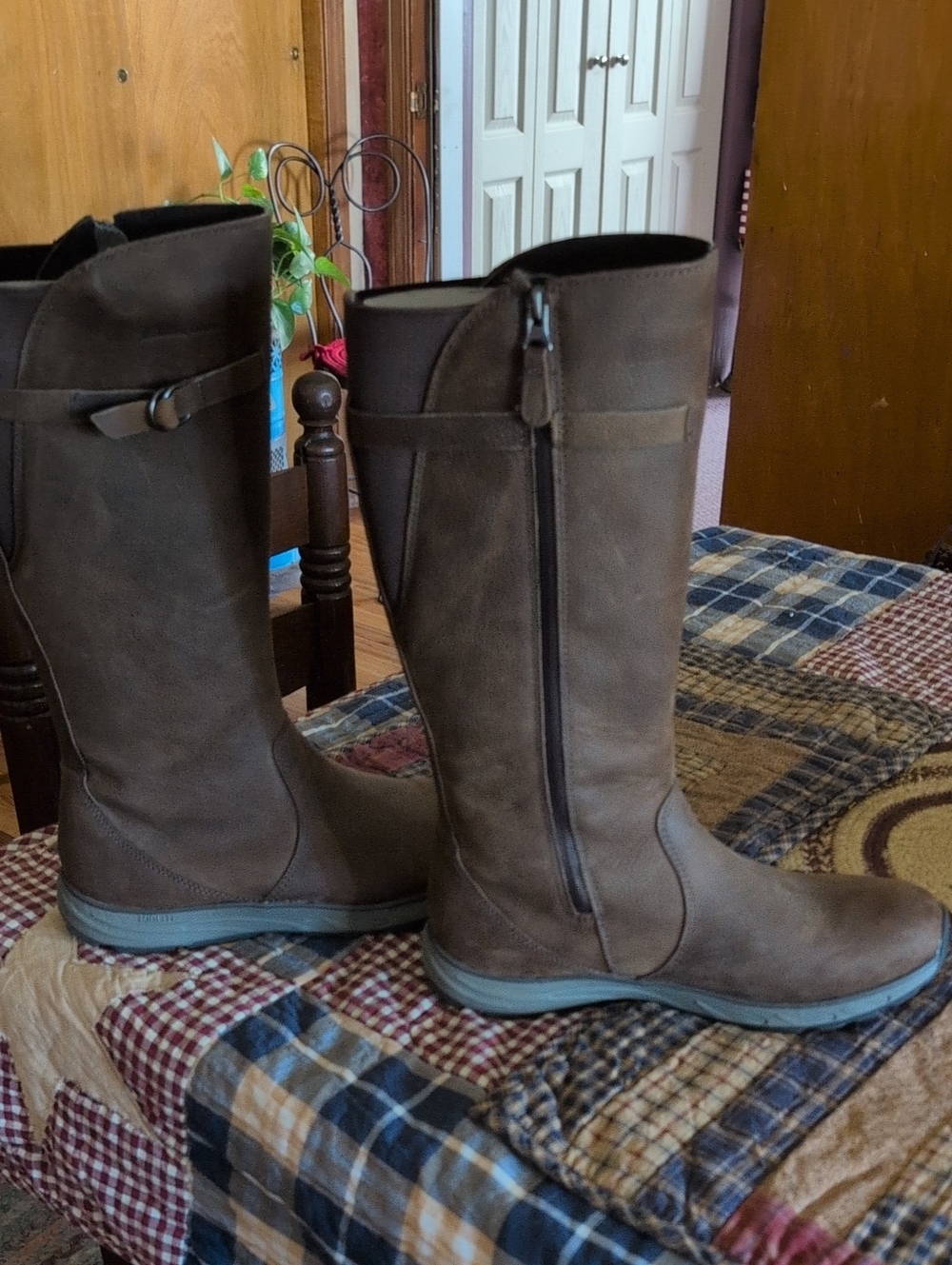 Eddie Bauer Brown Knee-High Zip Riding Boots